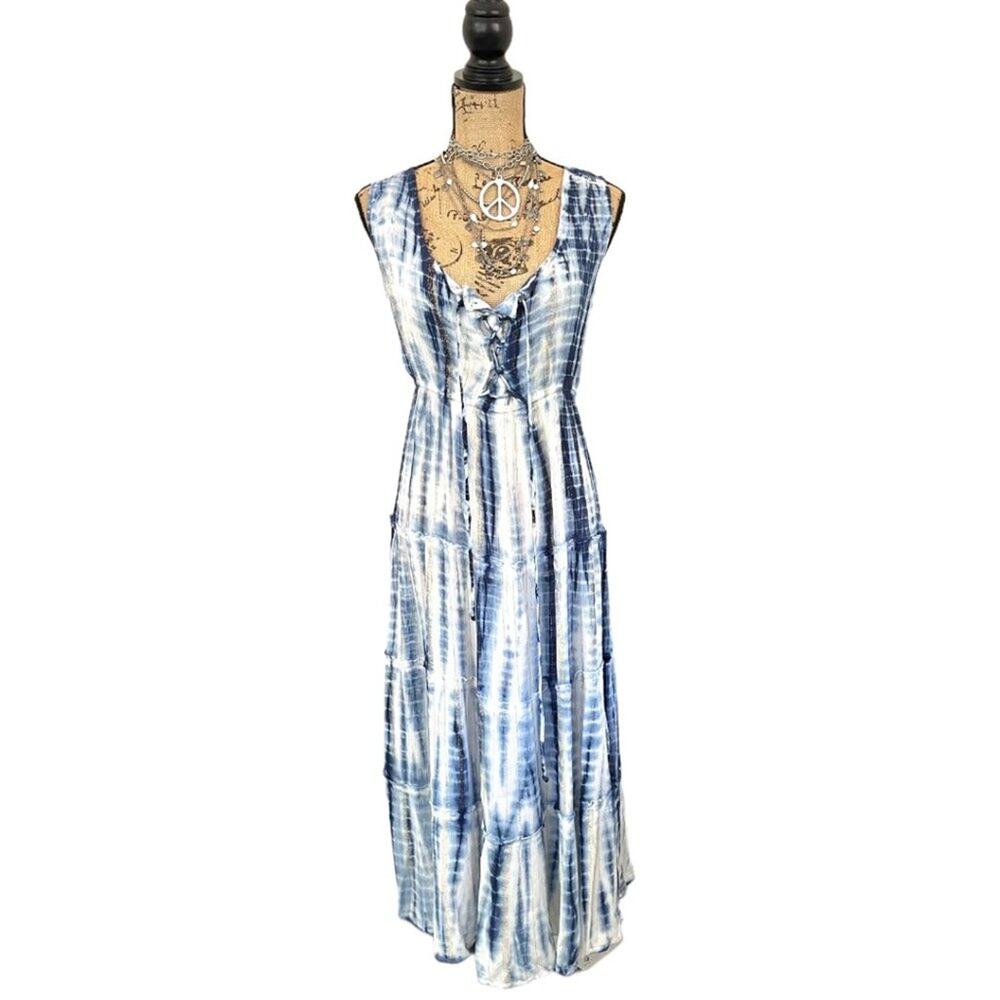 WHISPER NY tie dye midi dress sleeveless MEDIUM